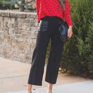 Anthropologie Black Wide-Leg faux leather pocket pants